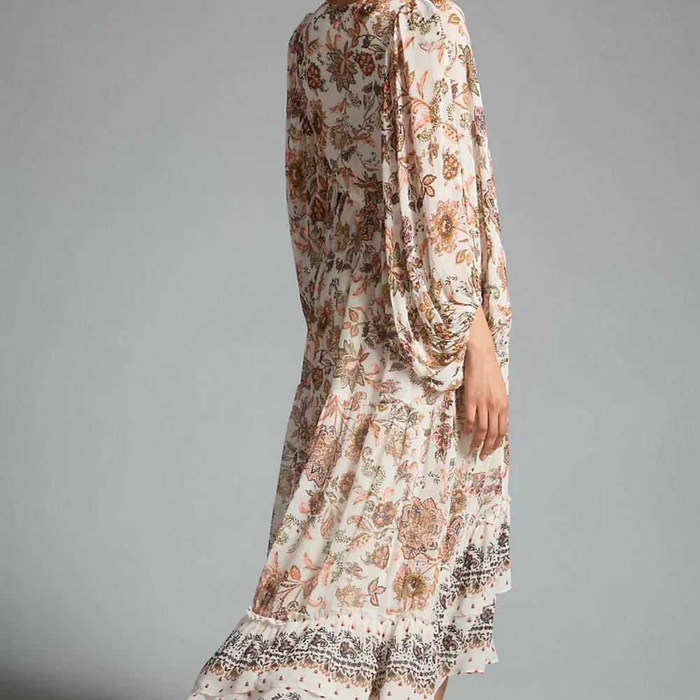 Floral Bohemian Maxi Dress - Cream and Brown - Picture 5 of 8